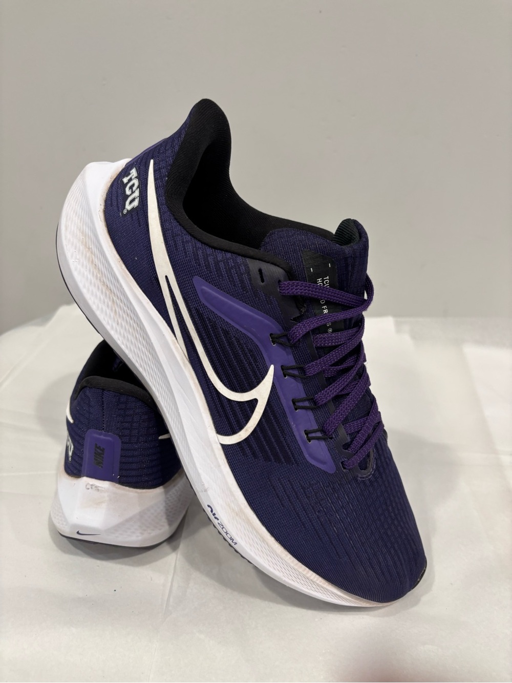 Nike Purple and White Lace-Up Running Sneakers TCU